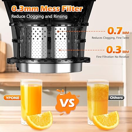 Juicer Machines with 5.8" Extra Large Feed Chute, Cold Press Juicer For Whole Vegetables and Fruits, 400W Professional Slow Masticating juicer Easy to Clean for Batch Juicing (Titanium Gray)